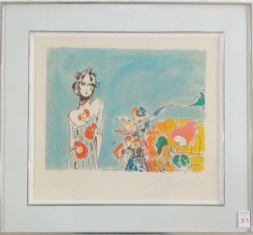 Appraisal: PETER MAX LITHOGRAPH New York born Lady in Gray Pencil