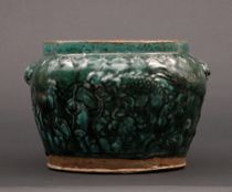 Appraisal: Glazed Pottery Jardinere ca Late Ming Dynasty This glazed pottery