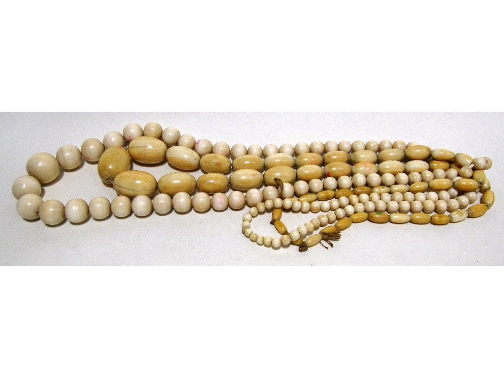 Appraisal: Two strings of ivory beads