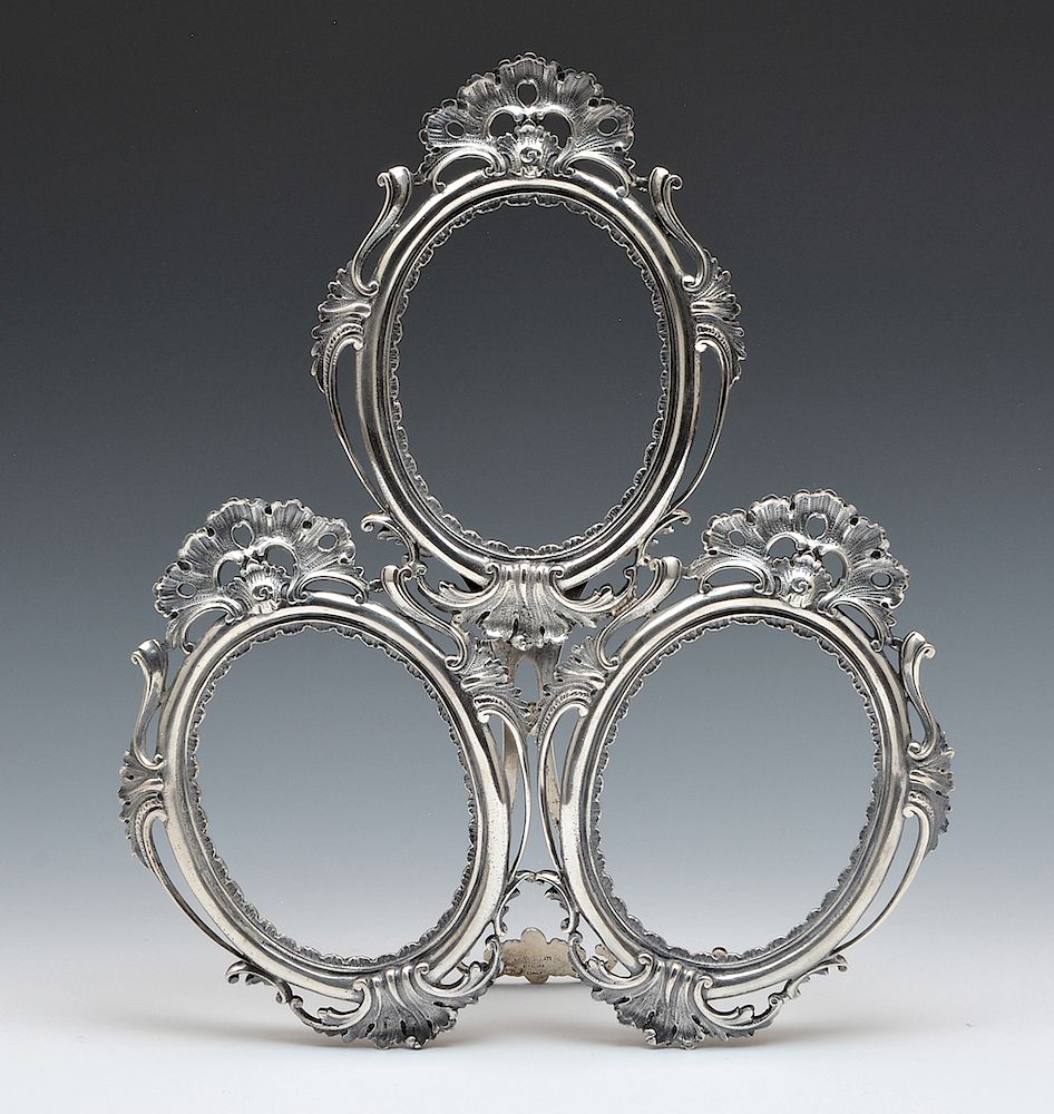 Appraisal: Three section Buccellati Italy sterling silver open work picture frame