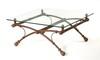 Appraisal: COFFEE TABLE - Decorative wrought iron base coffee table with