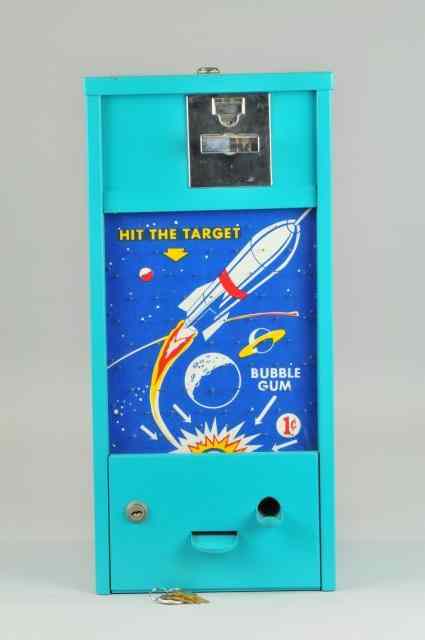 Appraisal: HIT THE TARGET SPACE THEME GUM MACHINE One cent machine