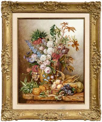 Appraisal: Boehm porcelain plaque still life with vase of flowers and