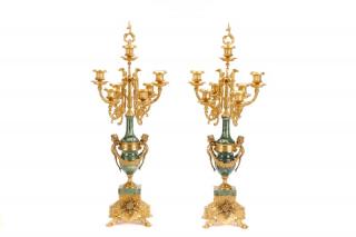 Appraisal: Pair Marble Gilt Bronze Rococo Candelabra Continental th century A