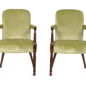 Appraisal: A Pair of George III Mahogany Open Armchairs LATE TH