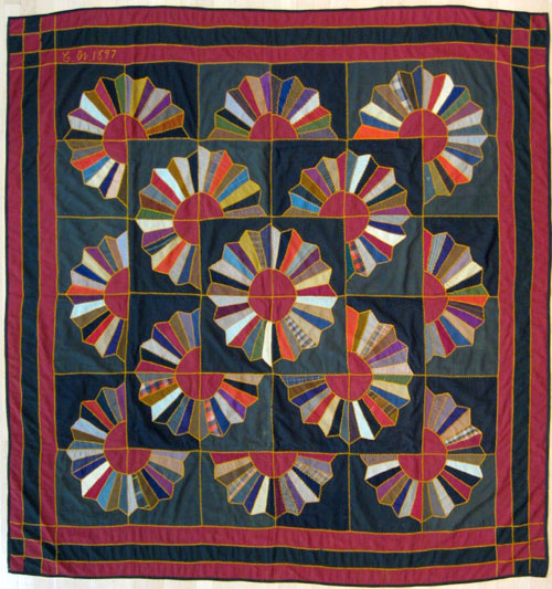 Appraisal: Mennonite Dresden plate quilt dated initialed CW x