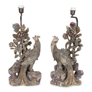 Appraisal: A Pair of Chinese Carved and Painted Wood Figures of