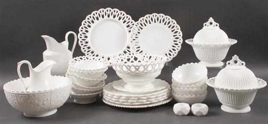 Appraisal: Assorted milk glass articles including bowl and pitcher reticulated plates