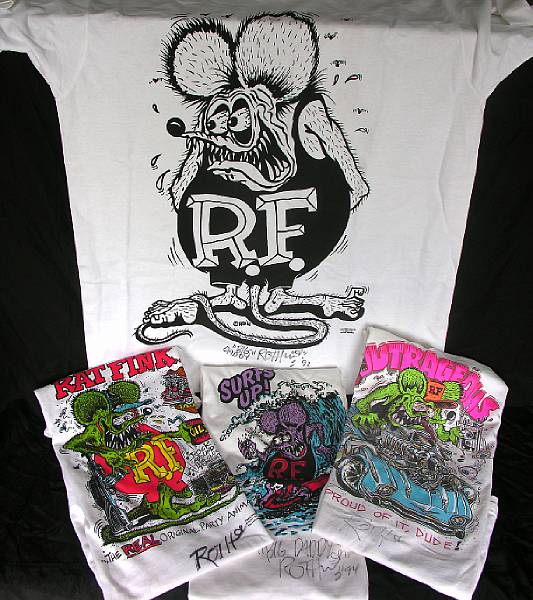 Appraisal: A grouping of four Ed Roth autographed t-shirts including three