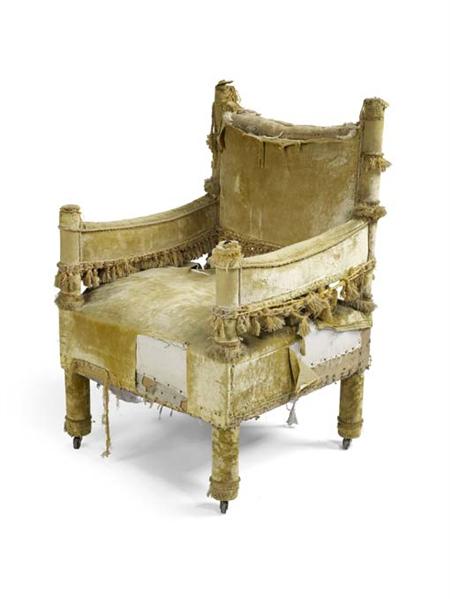 Appraisal: A th century upholstered throne armchair Originally made for Prince