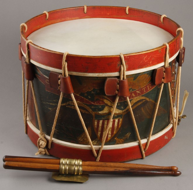 Appraisal: Civil War period eagle drum featuring eagle painted design and