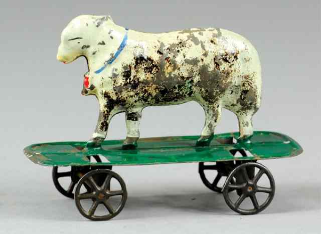 Appraisal: LAMB PLATFORM TOY Hull Stafford c 's early American tin