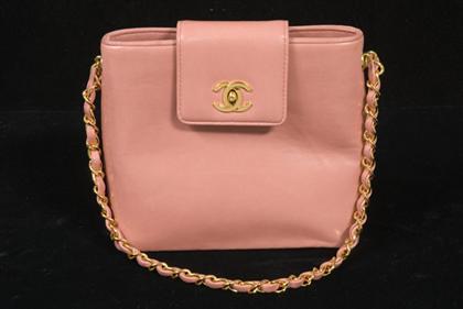 Appraisal: Small pink leather Chanel purse Rose-pink kidskin chain-handle purse with