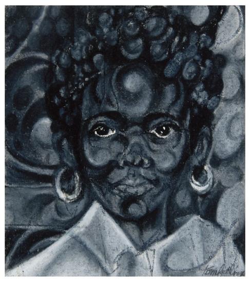 Appraisal: Tom FEELINGS - Guyanese Girl Pencil wash and mixed media