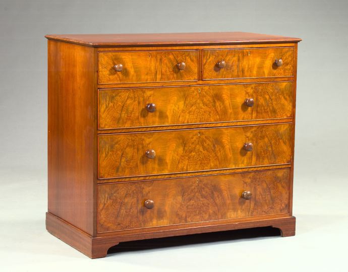 Appraisal: Large William IV Figured Walnut Chest of Drawers early th