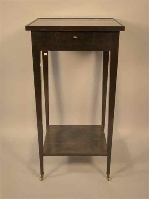 Appraisal: REGENCY STYLE EBONIZED PEDESTAL TABLE the square top with beaded