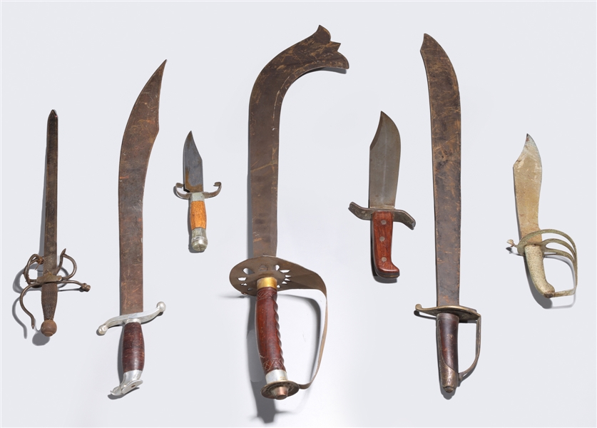 Appraisal: Group of seven assorted swords and daggers including one large