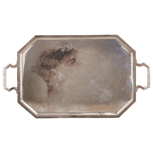 Appraisal: A George V silver tea tray cut cornered with moulded