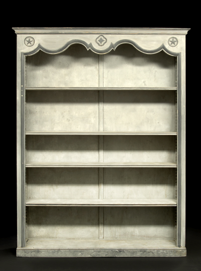 Appraisal: Louis XVI-Style Polychromed Bookshelf the molded cornice above a shaped