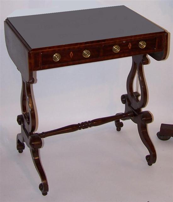 Appraisal: Lyre base table early th C English mahogany and mahogany