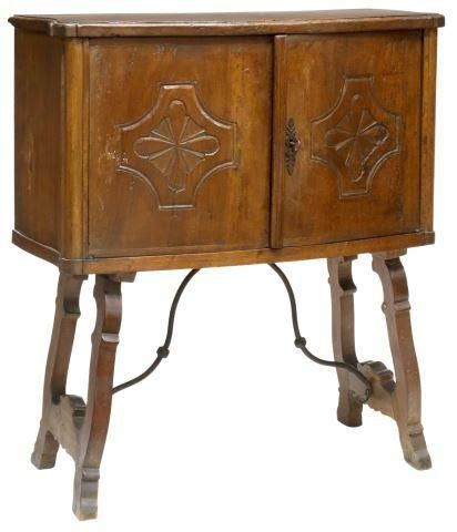 Appraisal: Spanish Baroque style walnut cabinet on stand early th c