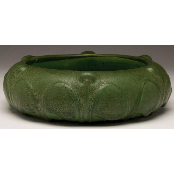 Appraisal: Hampshire bowl large shape with raised poppies under a green