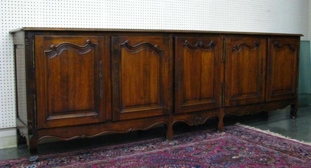 Appraisal: Antique Country French -door fruitwood buffet ' long raised panel