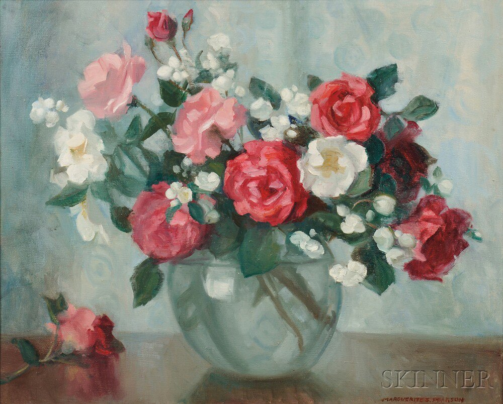 Appraisal: Marguerite Stuber Pearson American - Roses in a Glass Globe