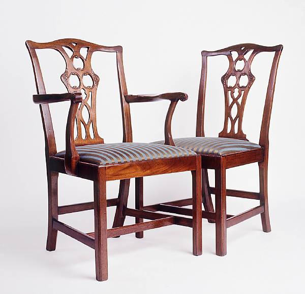 Appraisal: A set of eight George III style mahogany dining chairs