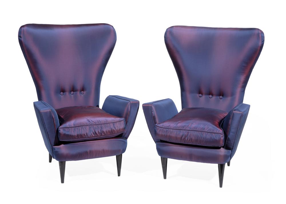 Appraisal: Pair of Paolo Buffa-Style Armchairs iridescent upholstery h in w