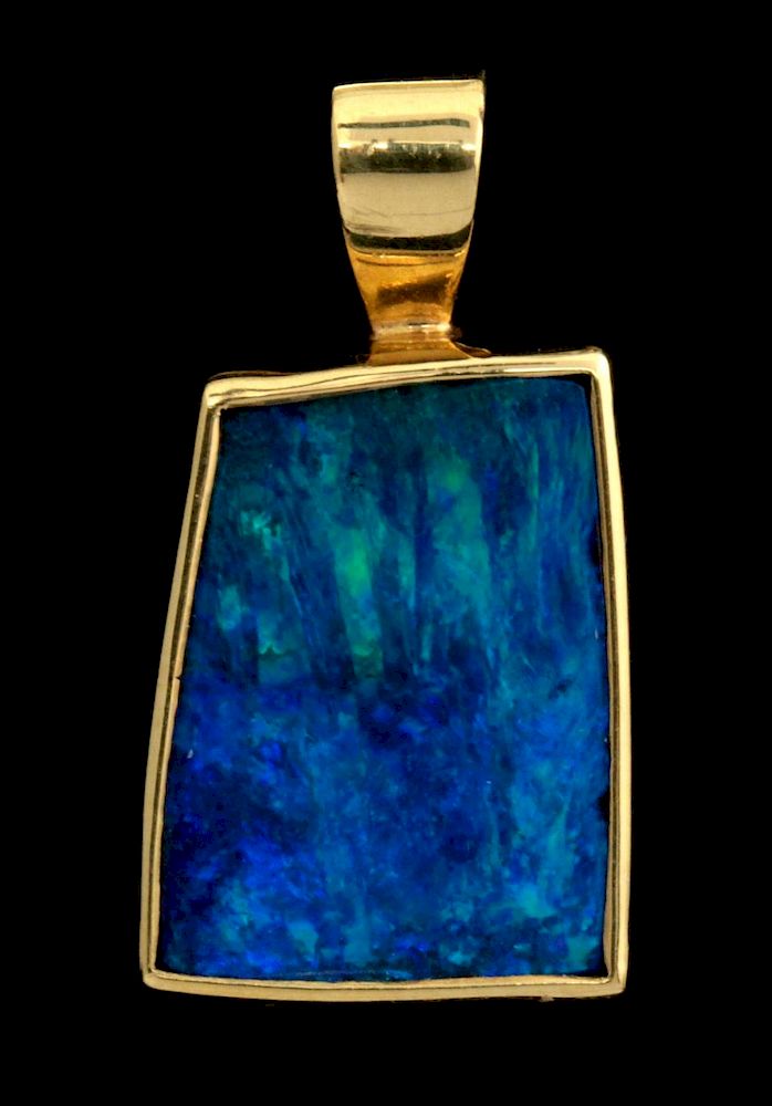 Appraisal: AN K GOLD AND OPAL PENDANT SIGNED MICKY ROOF An