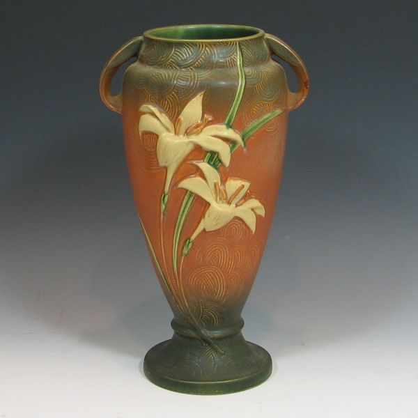 Appraisal: Roseville Zephyr Lily Vase brown yellow and green ''h marked