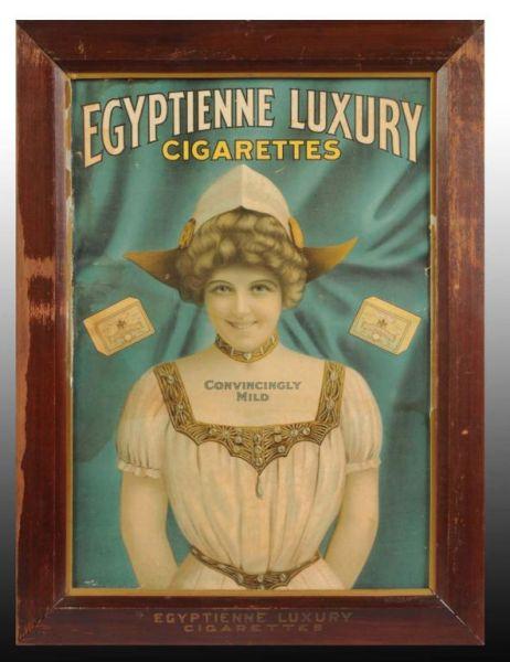 Appraisal: Cardboard Egyptienne Luxury Cigarette Sign Description Circa Original marked frame