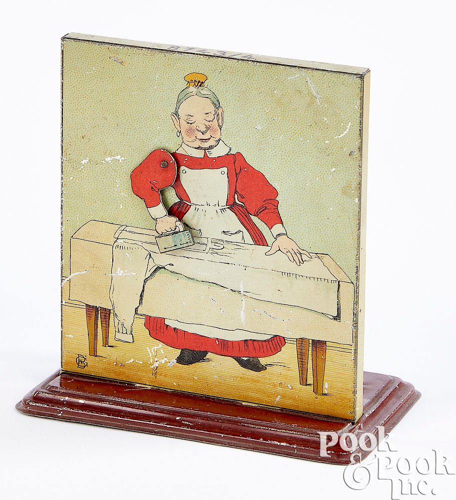 Appraisal: Bing lady ironing steam toy accessory Bing tin lithograph lady