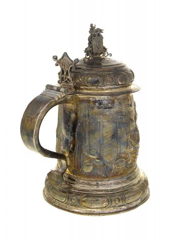 Appraisal: A JAMES II TANKARD with domed lid and foot later