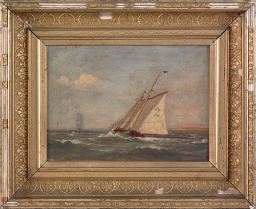 Appraisal: Marshall Johnson Jr American - oil on panel yacht portrait