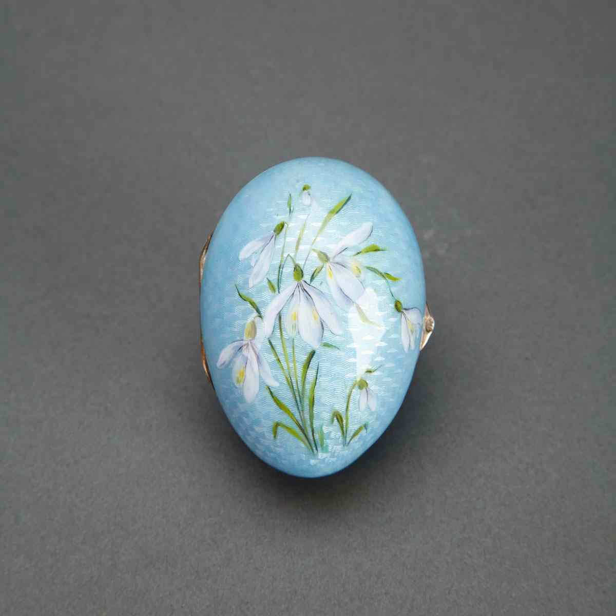 Appraisal: Russian Silver and Painted Pale Blue Translucent Guilloche Enamel Egg