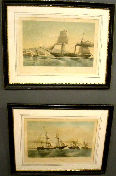 Appraisal: Pair of French maritime prints thc Marine Francais A Vapeur