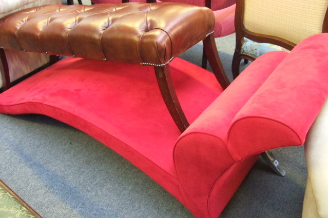 Appraisal: An Intermura red alcantara chaise longue cm wide