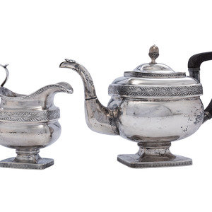 Appraisal: An American Coin Silver Tea Pot and Creamer Farnham and