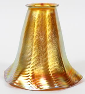 Appraisal: STEUBEN GOLD AURENE GLASS SHADE H Having a ribbed rope