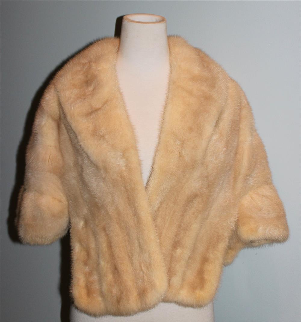 Appraisal: WHITE MINK CAPELET TOGETHER WITH A TAUPE MINK STOLE AND