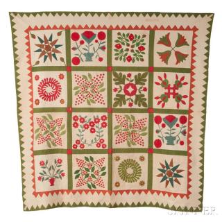 Appraisal: Two Appliqued Cotton Quilts a star-pattern x and an album