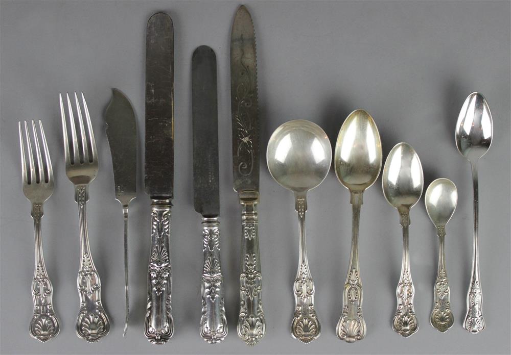 Appraisal: AMERICAN SILVER KING S PATTERN ASSEMBLED PART FLATWARE SERVICE most