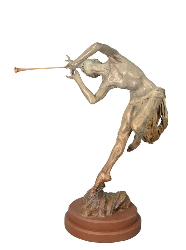 Appraisal: Richard MacDonald American born Trumpeter Draped half life size bronze