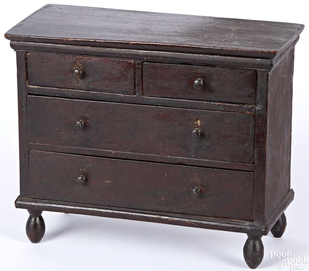 Appraisal: Miniature walnut chest of drawers Miniature walnut chest of drawers