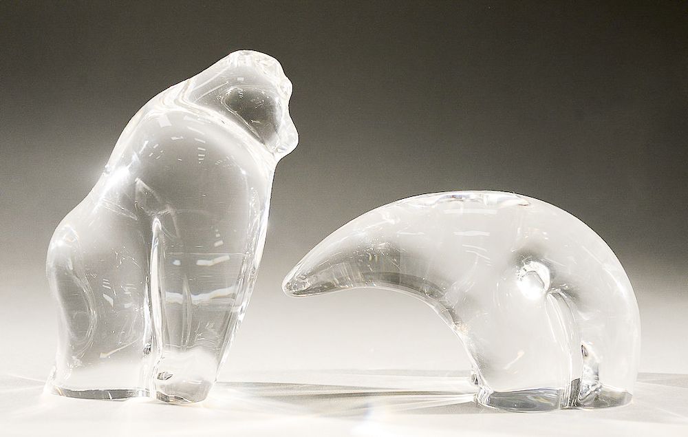 Appraisal: Two Steuben glass animal sculptures including polar bear and glass