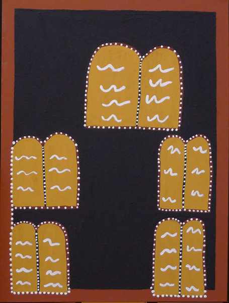 Appraisal: JANE YALUNGA THE TEN COMMANDMENTS OCHRE ON CANVAS x CM