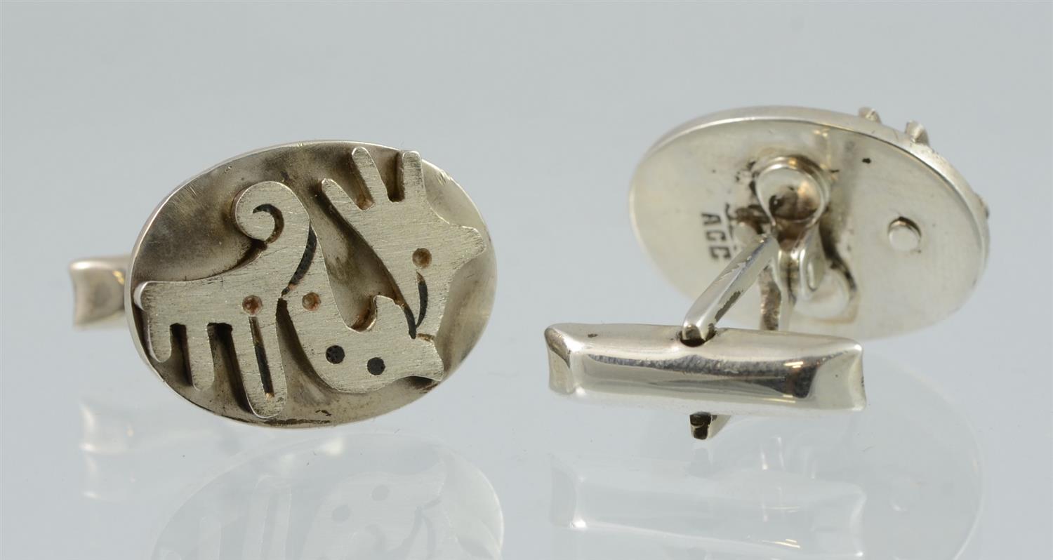 Appraisal: Abstract Design Sterling Silver Cufflinks Mexico marked Taxco ACC TO