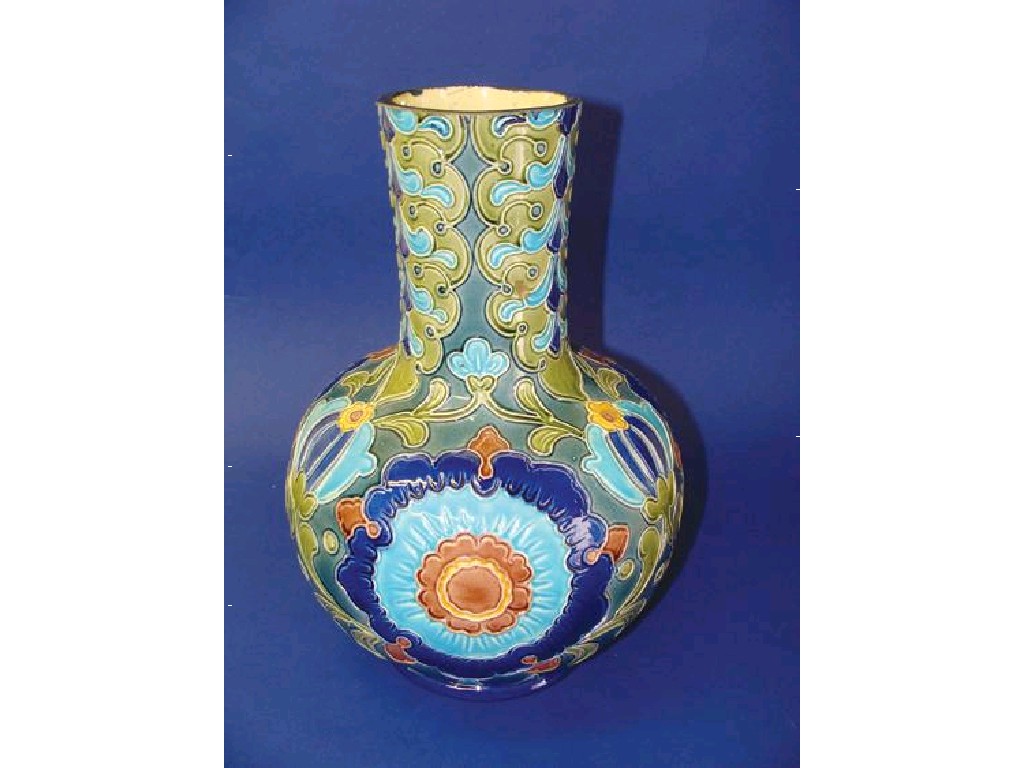 Appraisal: A PAIR OF BURMANTOFT FAIENCE VASES decorated with stylised flowers